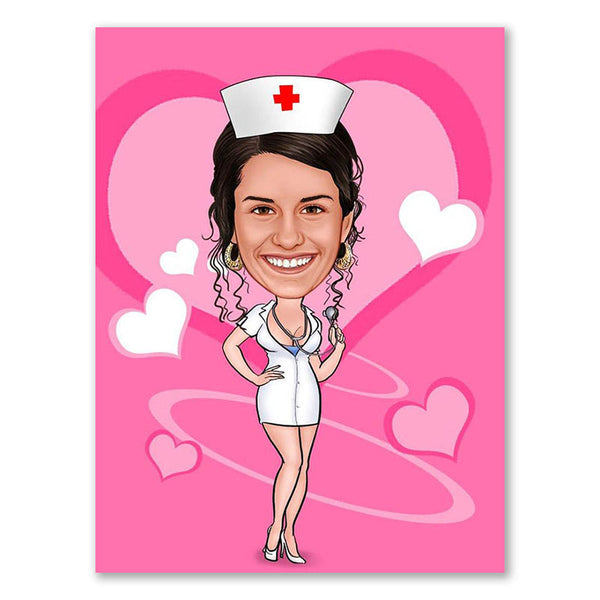 Karikatur vom Foto - Beste Krankenschwester (ca240) - Lustige individuelle Karikatur vom eigenen Foto