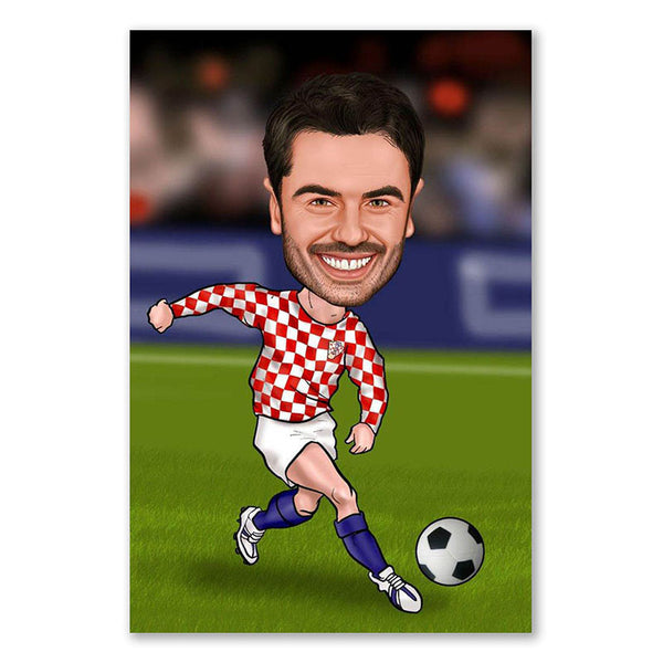 Karikatur vom Foto - Fussballer Kroatien (andere Vereins-Shirts mgl. (ca241) - Lustige individuelle Karikatur vom eigenen Foto