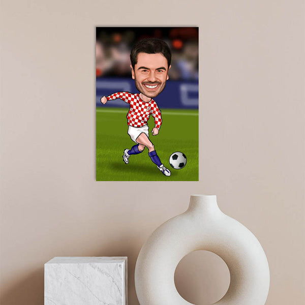 Karikatur vom Foto - Fussballer Kroatien (andere Vereins-Shirts mgl. (ca241) - Lustige individuelle Karikatur vom eigenen Foto