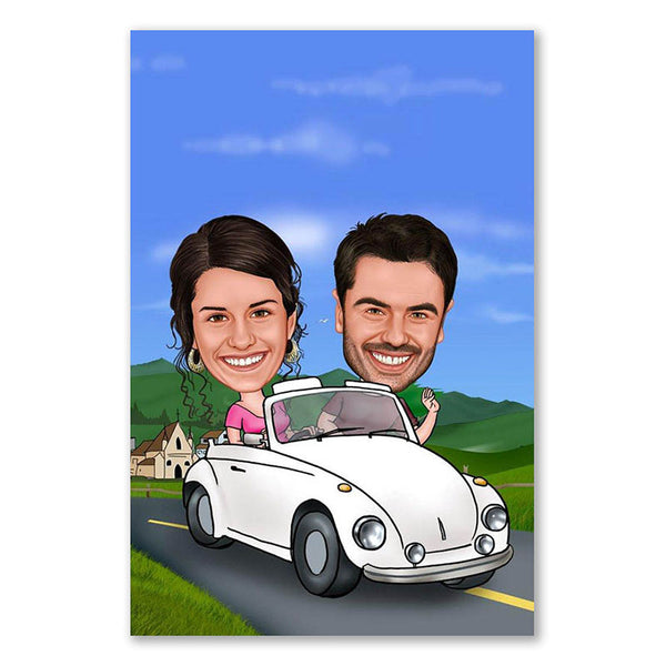 Karikatur vom Foto - Auto (andere Fahrzeugmarken mgl.) (ca242) - Lustige individuelle Karikatur vom eigenen Foto