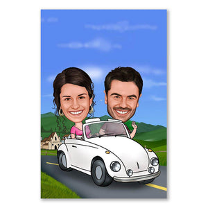 Karikatur vom Foto - Auto (andere Fahrzeugmarken mgl.) (ca242) - Lustige individuelle Karikatur vom eigenen Foto
