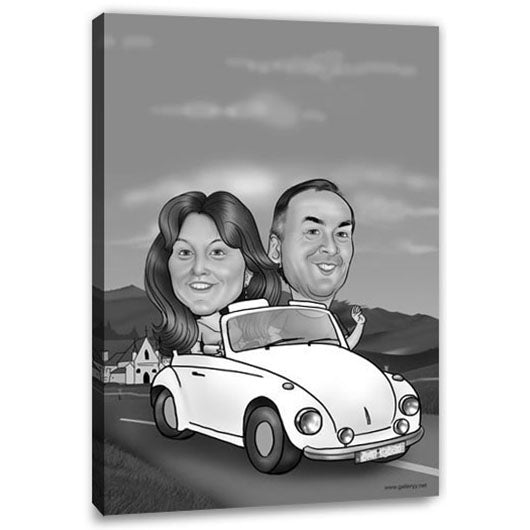 Karikatur vom Foto - Auto (andere Fahrzeugmarken mgl.) SW (ca242sw) - Lustige individuelle Karikatur vom eigenen Foto
