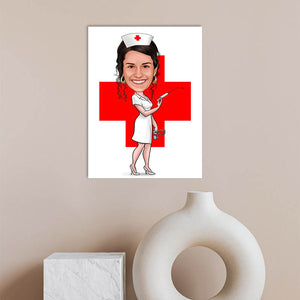 Karikatur vom Foto - nette Krankenschwester (ca243) - Lustige individuelle Karikatur vom eigenen Foto