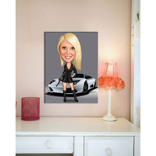 Karikatur vom Foto - Agentin (ca249women) - Lustige individuelle Karikatur vom eigenen Foto