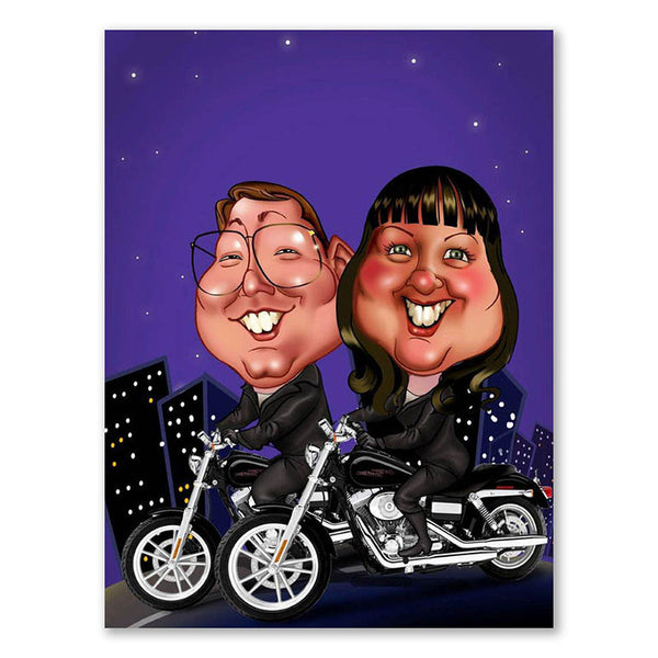 Karikatur vom Foto - Harleys in the City (andere Motorradmarken mgl. (ca250) - Lustige individuelle Karikatur vom eigenen Foto