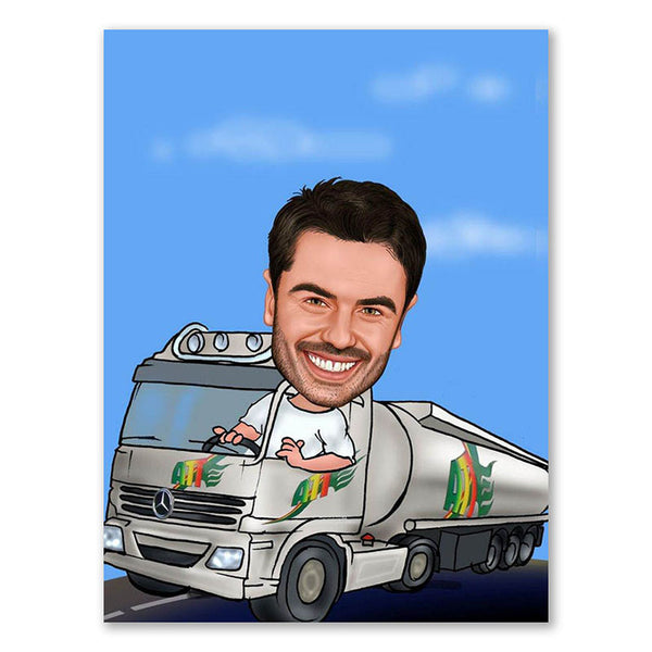 Karikatur vom Foto - LKW (andere Fahrzeuge mgl.) (ca251) - Lustige individuelle Karikatur vom eigenen Foto