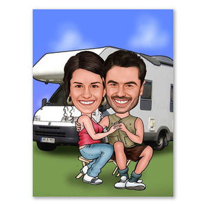 Karikatur vom Foto - Camping Mobil (ca259) - Lustige individuelle Karikatur vom eigenen Foto