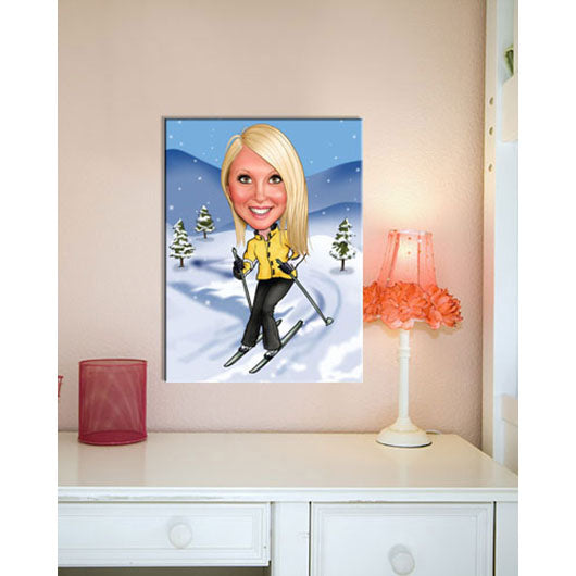 Karikatur vom Foto - Skifahren pur (ca270woman) - Lustige individuelle Karikatur vom eigenen Foto