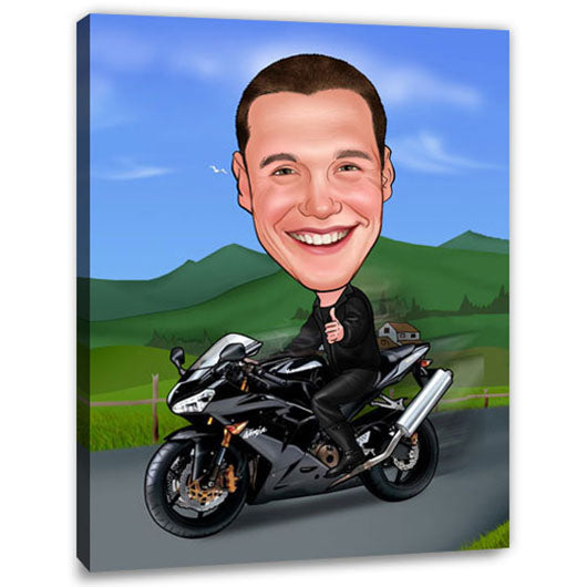 Karikatur vom Foto - Motorrad (andere Motorradtypen mgl.) (ca276man) - Lustige individuelle Karikatur vom eigenen Foto