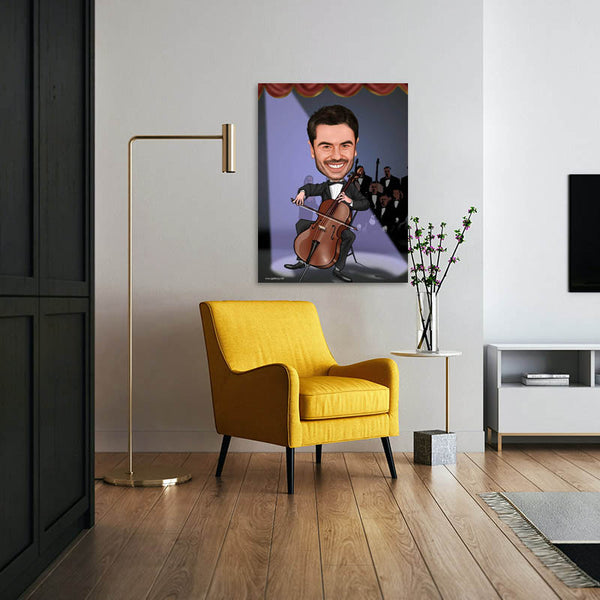 Karikatur vom Foto - Cellist (andere Instrumente mgl.) (ca302) - Lustige individuelle Karikatur vom eigenen Foto