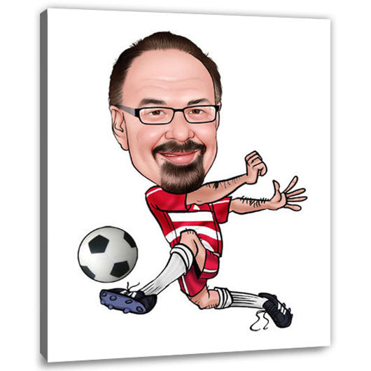 Karikatur vom Foto - Fussball weiss rot (andere Vereins-Shirts mgl.) WB (ca309wb) - Lustige individuelle Karikatur vom eigenen Foto