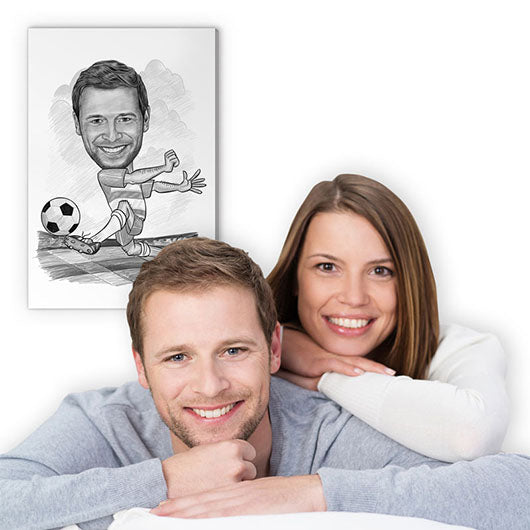 Karikatur vom Foto - Fussball weiss rot (andere Vereins-Shirts mgl.)Zeichnung (ca309pen) - Lustige individuelle Karikatur vom eigenen Foto