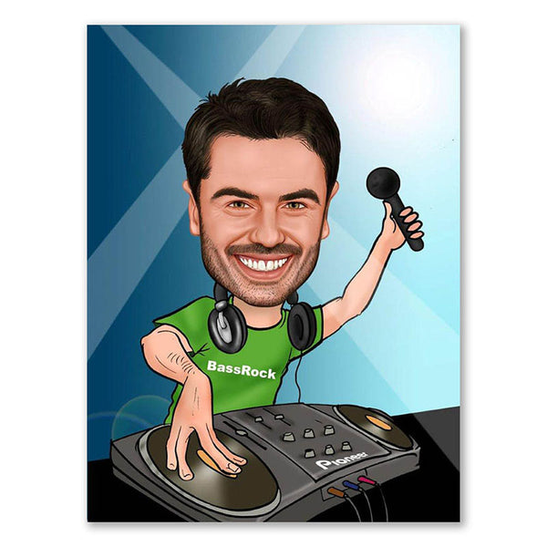 Karikatur vom Foto - DJ mit Micro (ca314) - Lustige individuelle Karikatur vom eigenen Foto