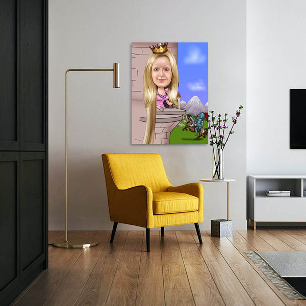 Karikatur vom Foto - Rapunzel (ca324) - Lustige individuelle Karikatur vom eigenen Foto