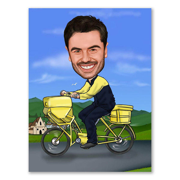 lastenfahrrad lustig Karikatur vom Foto