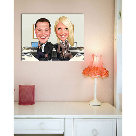 Karikatur vom Foto - Manager busy Paar (ca357couple) - Lustige individuelle Karikatur vom eigenen Foto