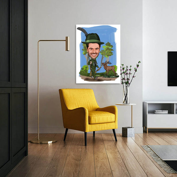 Karikatur vom Foto - Waidmanns Heil (andere Tiere mgl.) (ca361) - Lustige individuelle Karikatur vom eigenen Foto