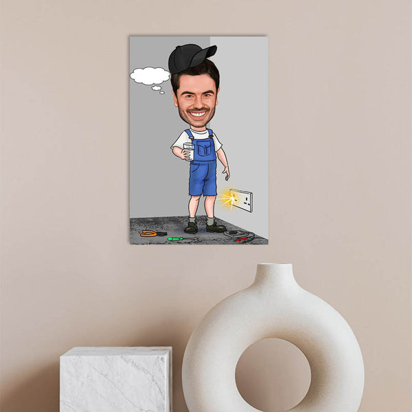 Karikatur vom Foto - Elektrophobie (ca363) - Lustige individuelle Karikatur vom eigenen Foto