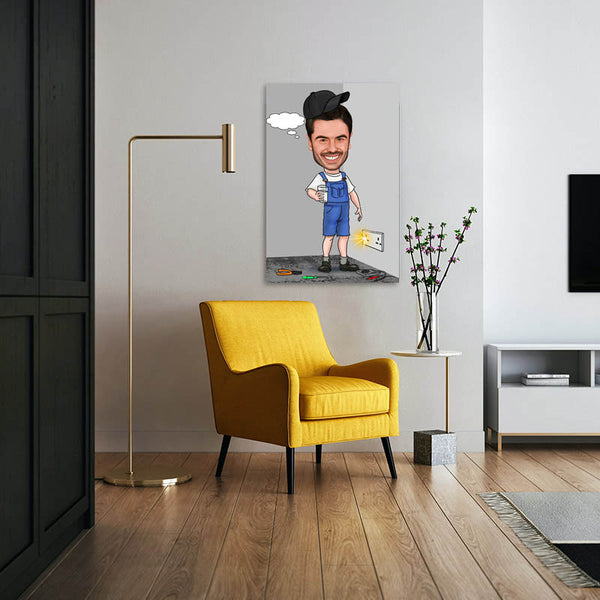 Karikatur vom Foto - Elektrophobie (ca363) - Lustige individuelle Karikatur vom eigenen Foto