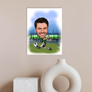 Karikatur vom Foto - Kick it like Becks (ca379) - Lustige individuelle Karikatur vom eigenen Foto