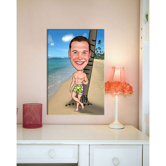 Karikatur vom Foto - Hawaii Beach (ca382man) - Lustige individuelle Karikatur vom eigenen Foto