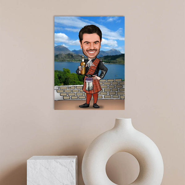 Karikatur vom Foto - Prost Schottland (ca383) - Lustige individuelle Karikatur vom eigenen Foto