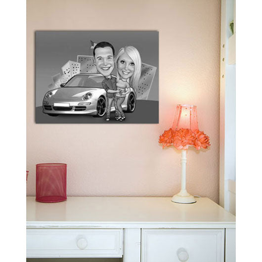 Karikatur vom Foto - Mein Auto (andere Automarken mgl.) SW (ca392couplesw) - Lustige individuelle Karikatur vom eigenen Foto