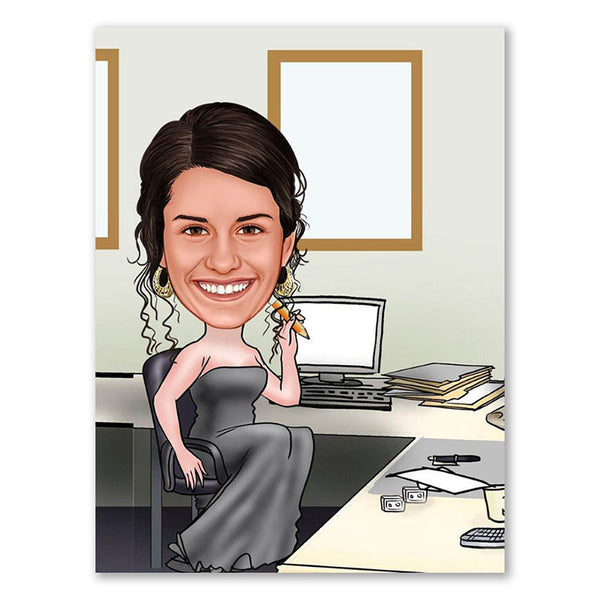 Karikatur vom Foto - Business Lady (ca433) - Lustige individuelle Karikatur vom eigenen Foto