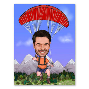 Karikatur vom Foto - Paragliding (ca435) - Lustige individuelle Karikatur vom eigenen Foto