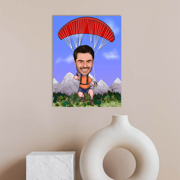 Karikatur vom Foto - Paragliding (ca435) - Lustige individuelle Karikatur vom eigenen Foto