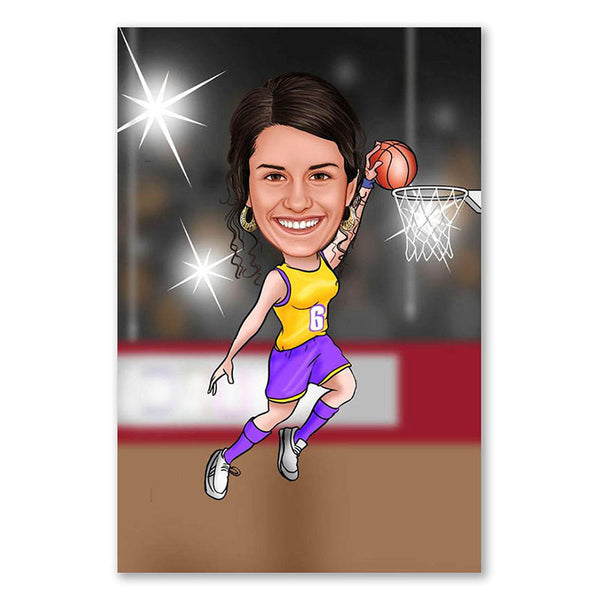 Karikatur vom Foto - Basketball Frauen (ca439) - Lustige individuelle Karikatur vom eigenen Foto
