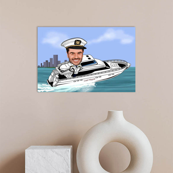 Karikatur vom Foto - Schnellboot (andere Schiffe mgl.) (ca444) - Lustige individuelle Karikatur vom eigenen Foto