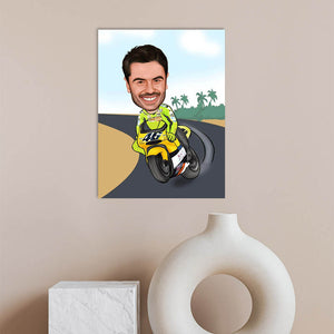 Karikatur vom Foto - Moto Highway (andere Motorradmarken mgl.) (ca446) - Lustige individuelle Karikatur vom eigenen Foto