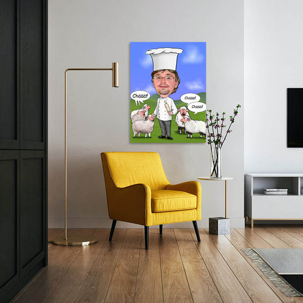 Karikatur vom Foto - Schafskoch (Texte mgl.) (ca456) - Lustige individuelle Karikatur vom eigenen Foto