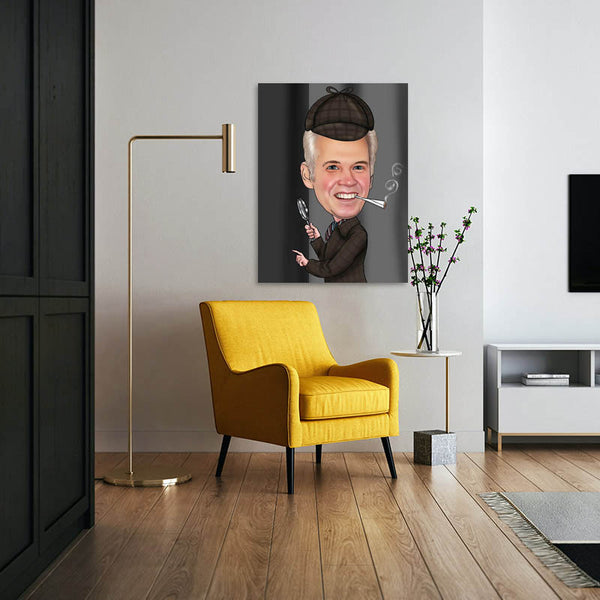 Karikatur vom Foto - Dedektiv (ca459) - Lustige individuelle Karikatur vom eigenen Foto