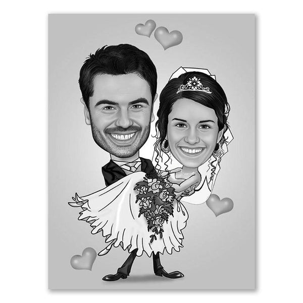 Karikatur vom Foto - Hochzeitspaar klassisch (ca476) - Lustige individuelle Karikatur vom eigenen Foto