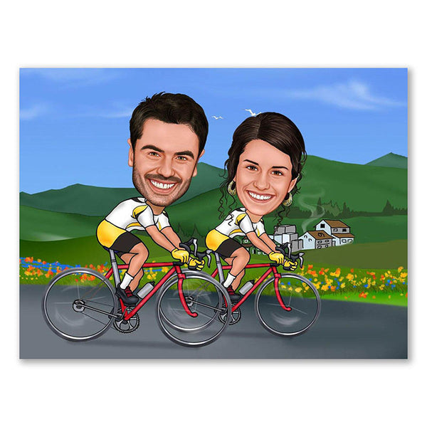 Karikatur vom Foto - Biken im Allgäu (ca496) - Lustige individuelle Karikatur vom eigenen Foto