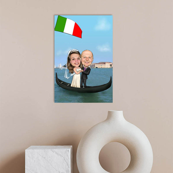 Karikatur vom Foto - Gondel in Venedig  (ca501) - Lustige individuelle Karikatur vom eigenen Foto