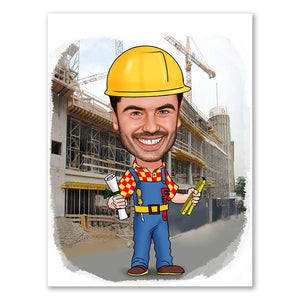 Karikatur vom Foto - Meine Baustelle (ca519) - Lustige individuelle Karikatur vom eigenen Foto