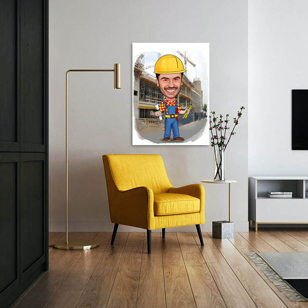 Karikatur vom Foto - Meine Baustelle (ca519) - Lustige individuelle Karikatur vom eigenen Foto