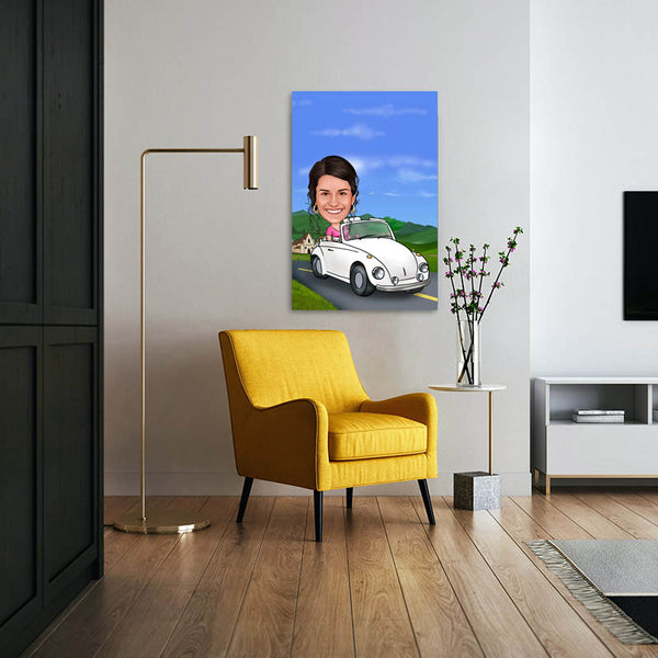 Karikatur vom Foto - Ausflug ins Schöne (ca563) - Lustige individuelle Karikatur vom eigenen Foto
