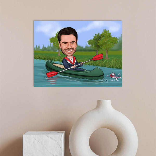 Karikatur vom Foto - canute mit Fisch (ca606) - Lustige individuelle Karikatur vom eigenen Foto