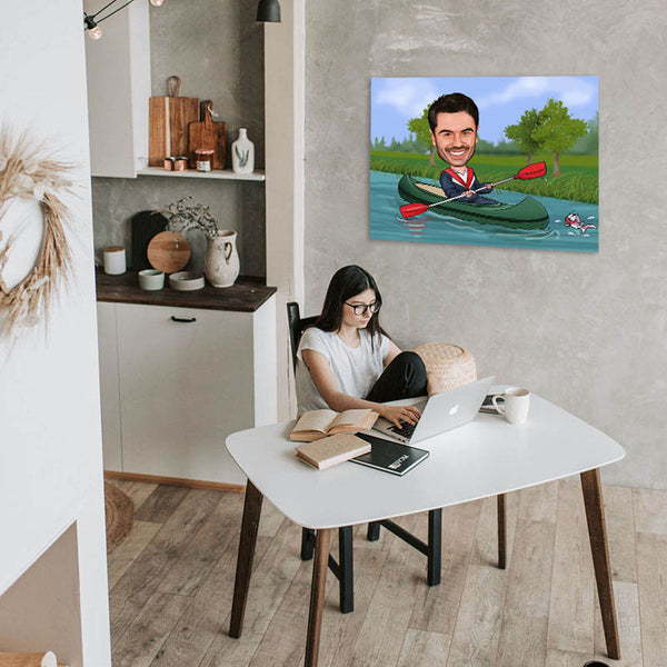 Karikatur vom Foto - canute mit Fisch (ca606) - Lustige individuelle Karikatur vom eigenen Foto