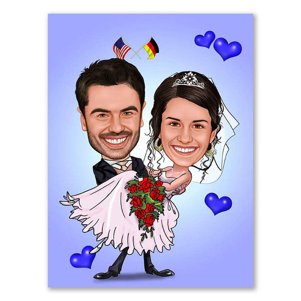 Karikatur vom Foto - Interkulturelle Hochzeit (ca610) - Lustige individuelle Karikatur vom eigenen Foto
