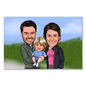 Karikatur vom Foto - Familienportraits (ca621) - Lustige individuelle Karikatur vom eigenen Foto