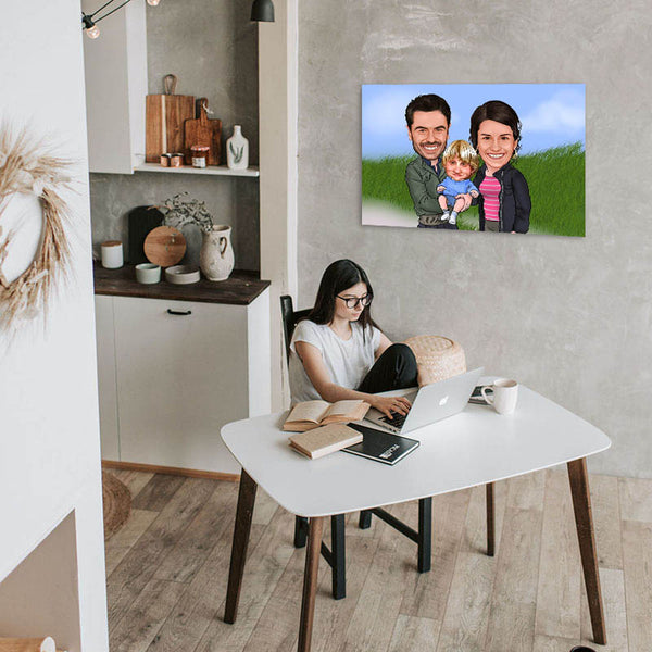 Karikatur vom Foto - Familienportraits (ca621) - Lustige individuelle Karikatur vom eigenen Foto