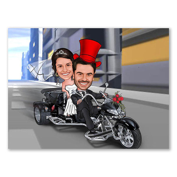 Karikatur vom Foto - Hochzeitsreise (ca622) - Lustige individuelle Karikatur vom eigenen Foto