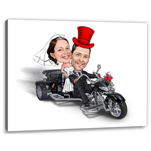 Karikatur vom Foto - Hochzeitsreise WB (ca622wb) - Lustige individuelle Karikatur vom eigenen Foto