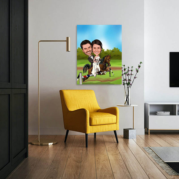Karikatur vom Foto - Hoch zu Ross (ca629) - Lustige individuelle Karikatur vom eigenen Foto