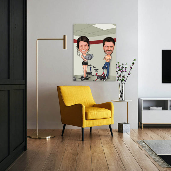 Karikatur vom Foto - Fitnessstudio (ca635) - Lustige individuelle Karikatur vom eigenen Foto